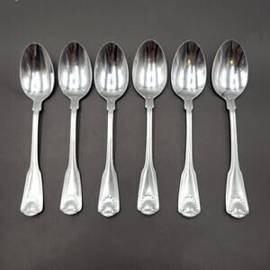 Towle London Shell Tablespoon KOREA Stainless 18/8 Flatware Set Of 6 Vtg